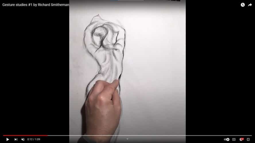 Gesture Studies #1 by Richard Smitheman, screenshot of a gesture drawing example video on youtube