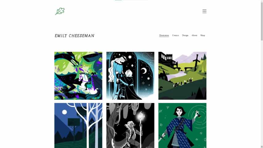 Emily Cheeseman's art portfolio website example, here's what they did right and what they did wrong