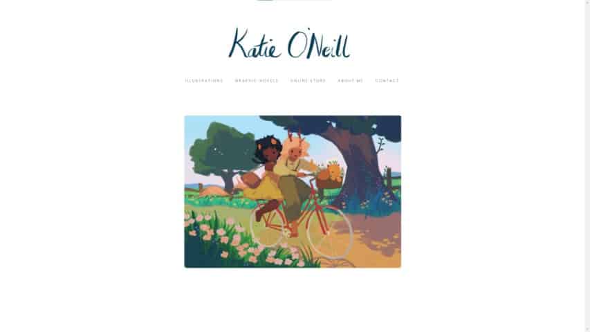 Katie O'Neill's portfolio with a very minimalistic look