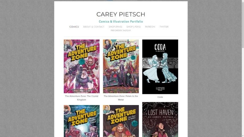 Carey Pietsch's portfolio screenshot