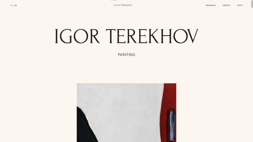 Igor Terekhov's art portfolio website, a very interesting experience