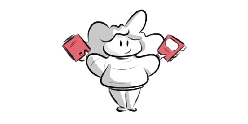 drawing of patricia holding sketchbooks