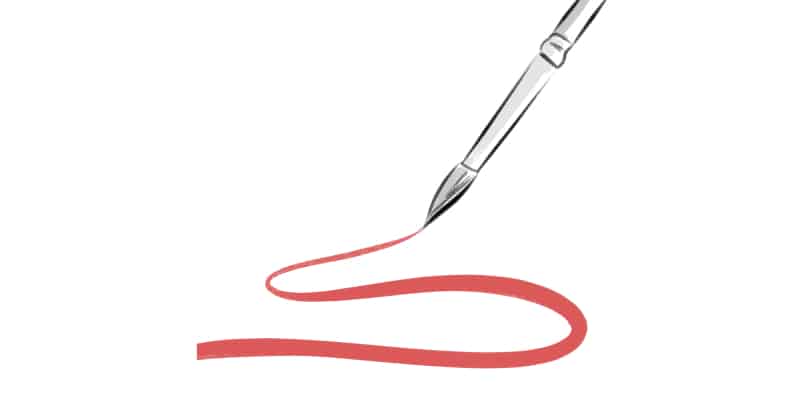 cartoon image of a brush making a line with different thickness