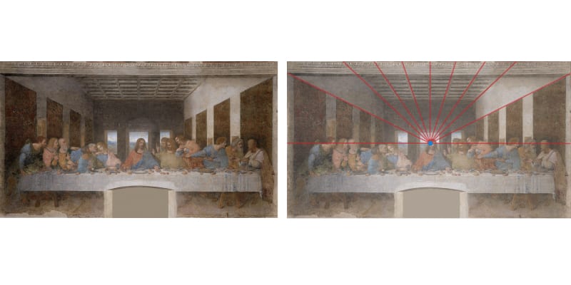 The Last Supper, with perspective guidelines