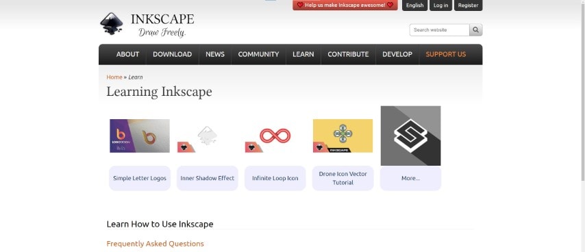 screenshot of inkscape, a free drawing software for illustrators