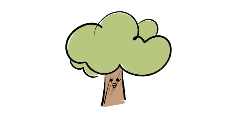 a cute drawing of a happy little tree