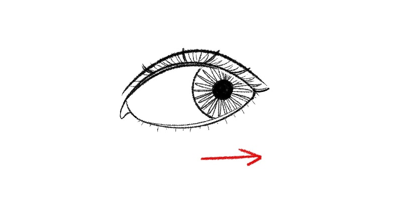 drawing of an eye looking to the side