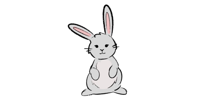 drawing of a cute cartoon bunny by patricia at don corgi