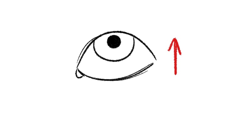 cleaned drawing of an eye looking up