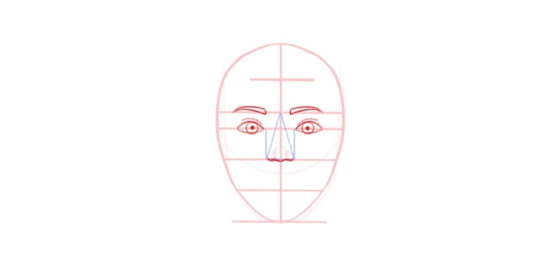 On The Nose Line Draw A Circle At The Center And Then Two Smaller Circles To The SIdes For The Nostrils