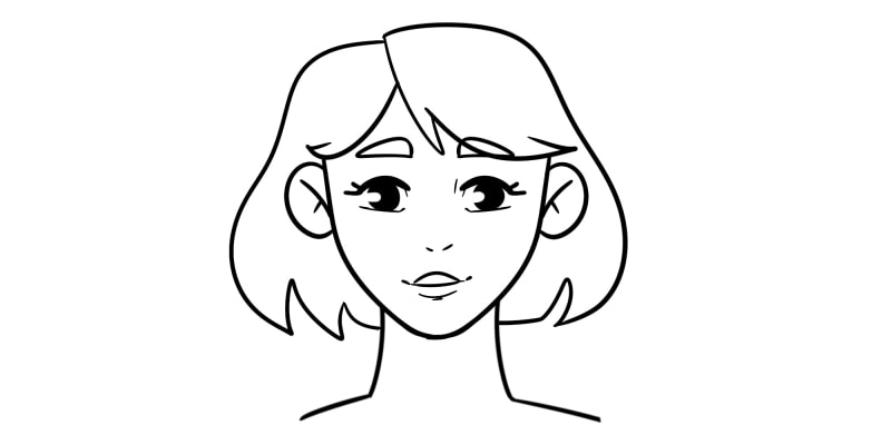 simple cartoon art of a digital art portrait with clean lines