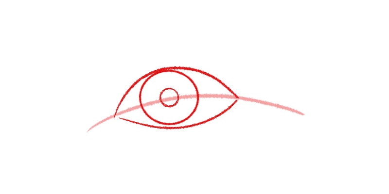 cartoon drawing of an eye with a simple eyelid