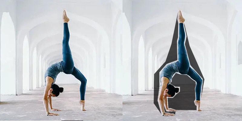 photo showing the negative space of a figure doing a yoga pose