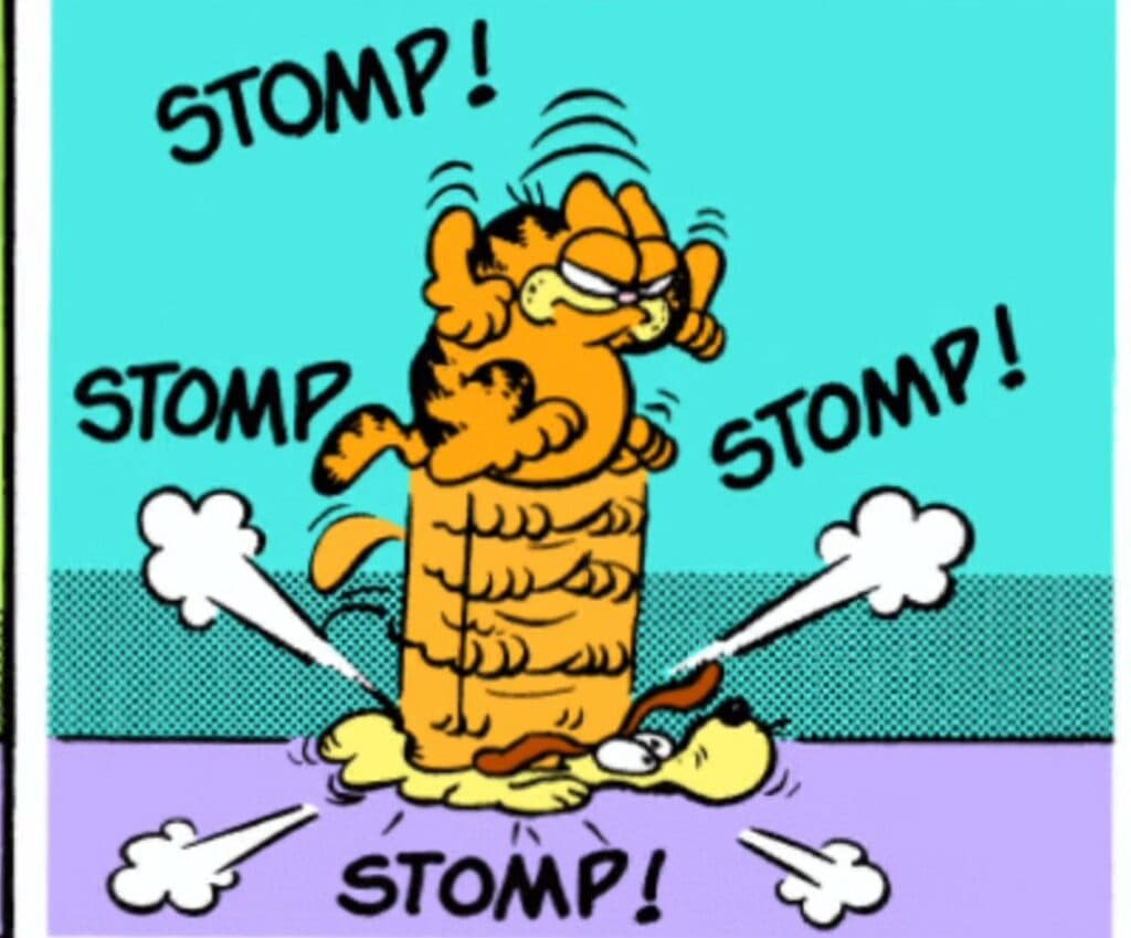 cartoon drawing of a garfield comig