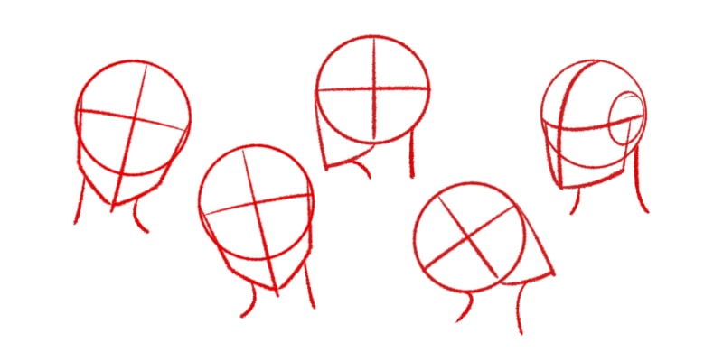 image showing how to draw the head and neck in different angles