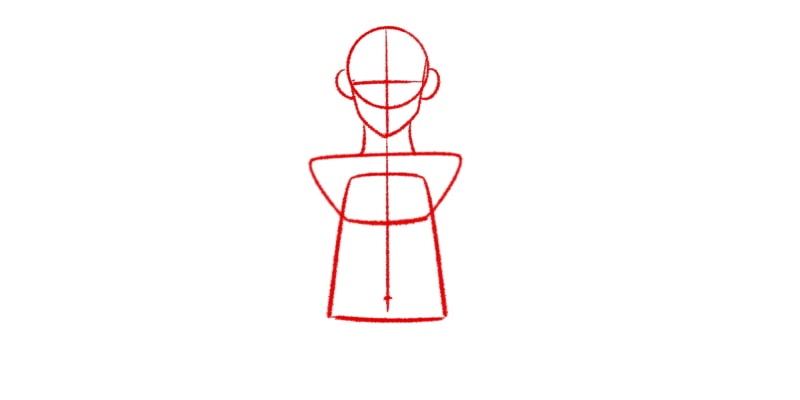 Draw A Vertical Line In The Middle Of The Torso And Then Add A Small Dot For The Belly Button At The Bottom