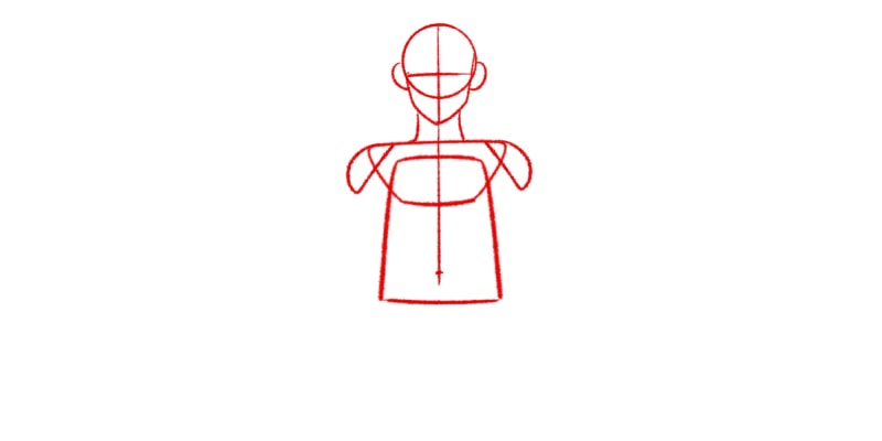 image showing that For drawing The Shoulders Draw One Lemon Wedge On Each Side Of The Body Along The Shoulder Line