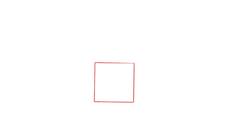 drawing of a square, a base to drawing the palm of the hand
