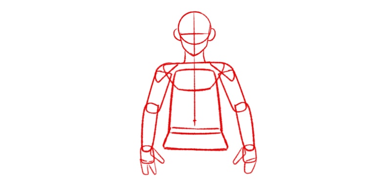 Below The Torso Draw A Trapezium For The Hips