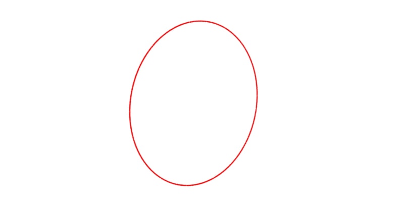 an oval shape drawing  to serve as a base to drawing an ear