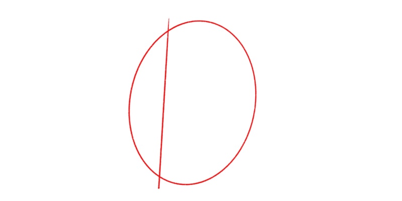 Draw A Slanted Line Cutting The Oval Shape