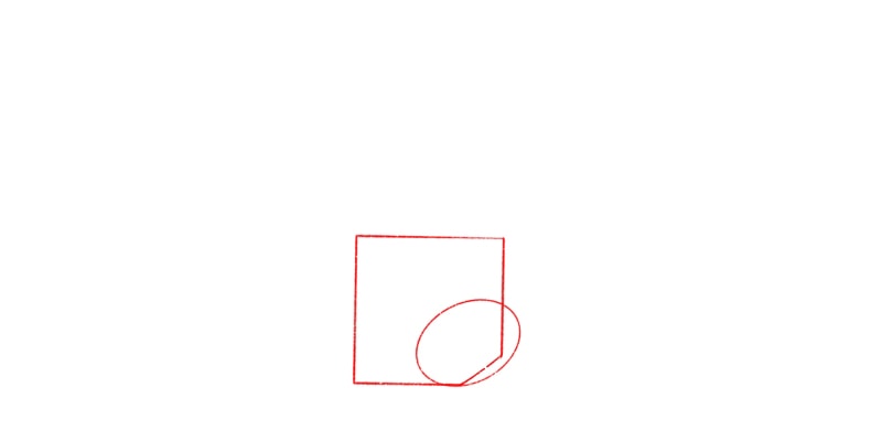 drawing of a rectangle with a circle for the base of the thumb