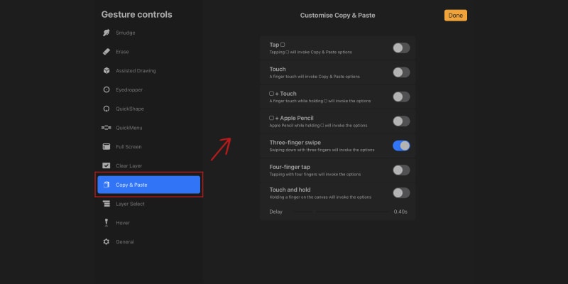 Go To Copy & Paste And Enable Other Gestures To Invoke The Copy And Paste Menu