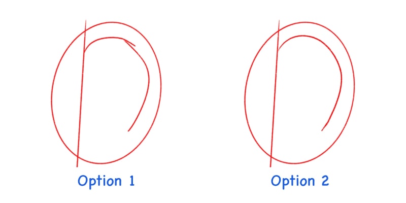 You Can Draw Two Curved Lines Overlapping Or A Continuous Curve For The Rim Of The Ear