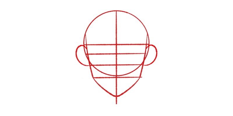 image showing how to Draw The Ears One On Each Side Of The Head