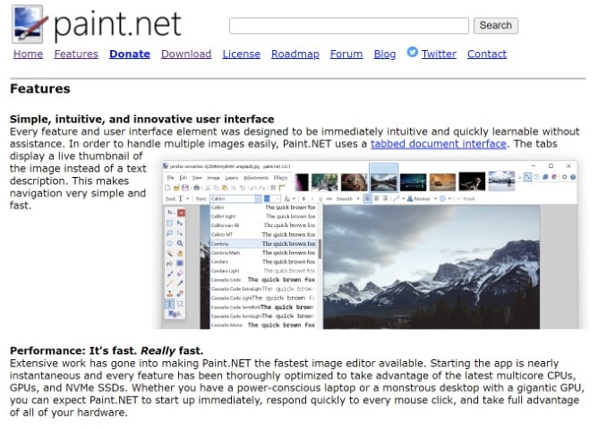 paint.net screenshot, a free drawing software