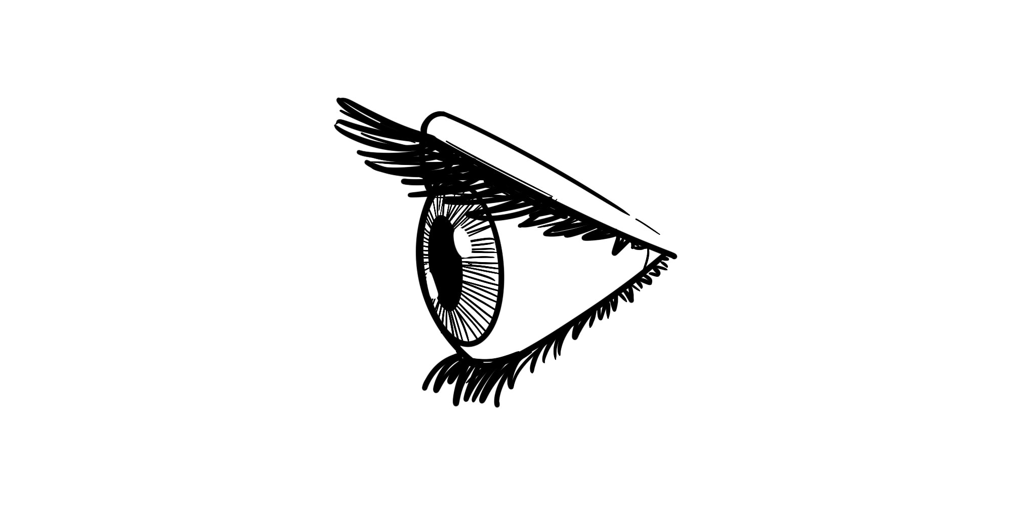 example of a finished eye drawing from the side view