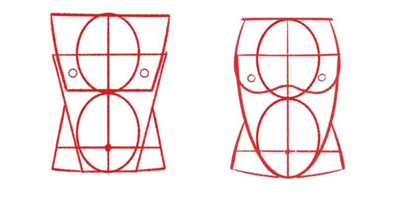Male Figures Use Straighter And Rectangular Shapes While The Female Figure Uses Rounder Forms