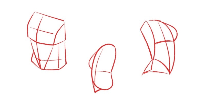 simplified shapes of a torso drawing