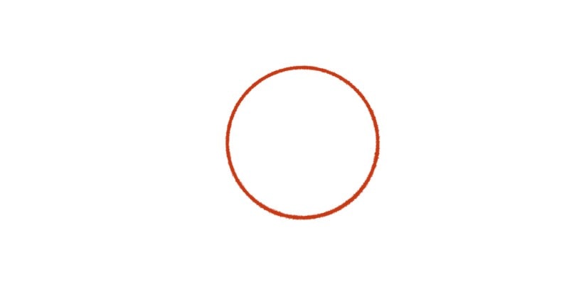 image of a circle, the first step in drawing an eye from the side view