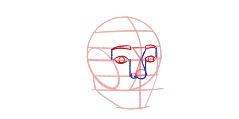 drawing a simple eye on the 3/4 view face