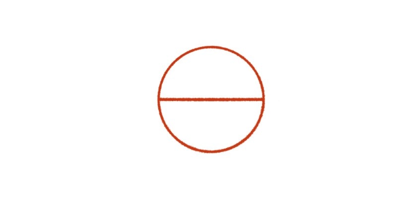 image with split circle, a bse for drawing the eye