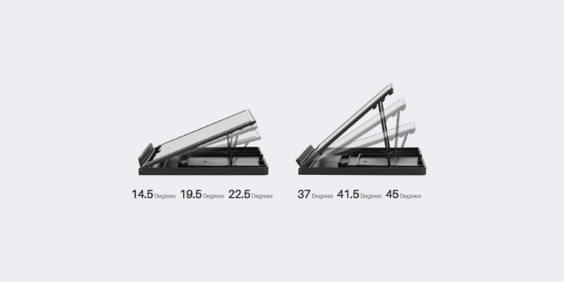 screenshot showing the different angles of the huion tablet stand