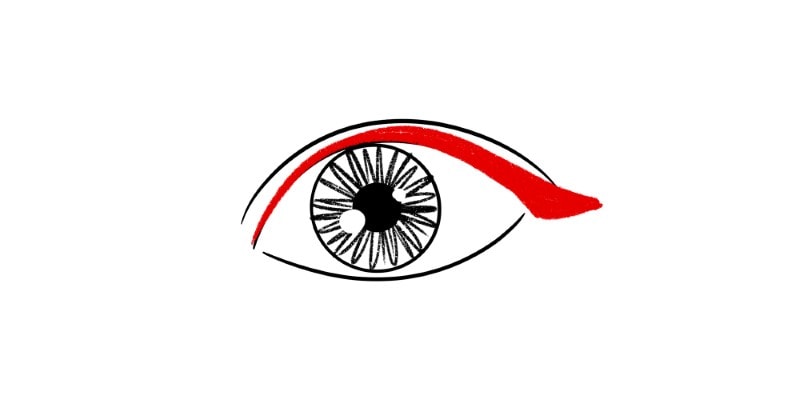 image showing drawing an eyelash with one big stroke