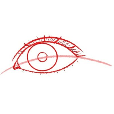 image showing how to draw the eyes, with guidelines