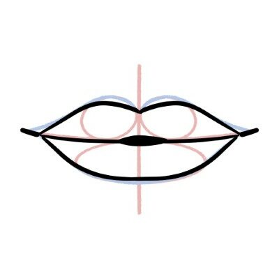 image showing how to draw lips, with guidelines