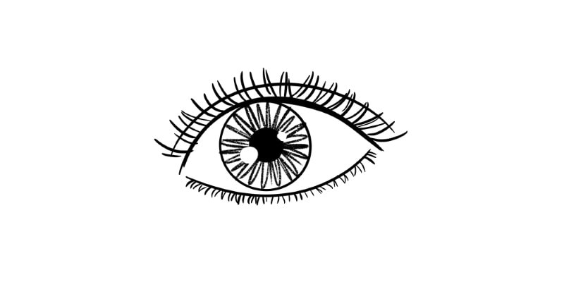 drawing of an eye with eyelashes, with clean lineart