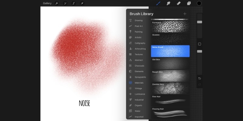 the noise brush on procreate is good for shading as well