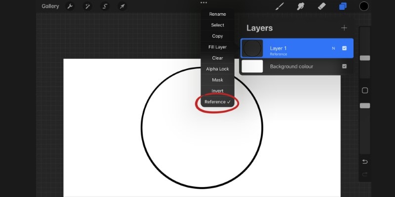 setting your layer as reference in procreate