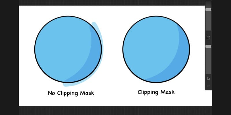 image showing the difference between setting the layer with clipping mask on and off
