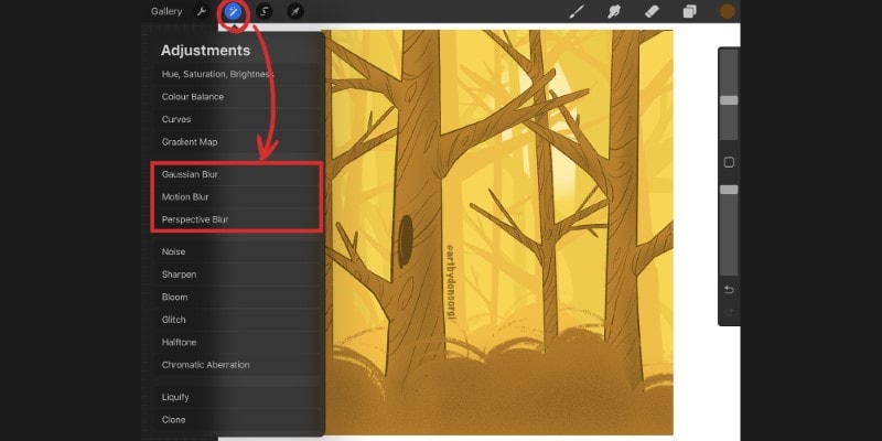 How To Access Blur In Procreate
