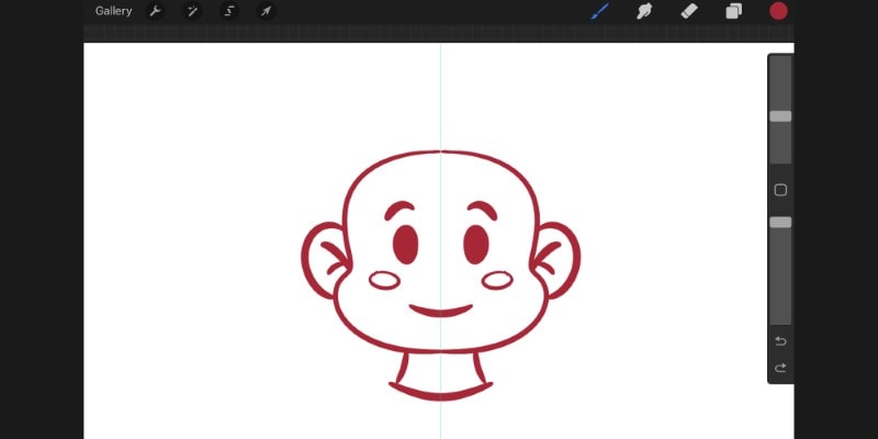 a symmetrical drawing of a face drawn in procreate