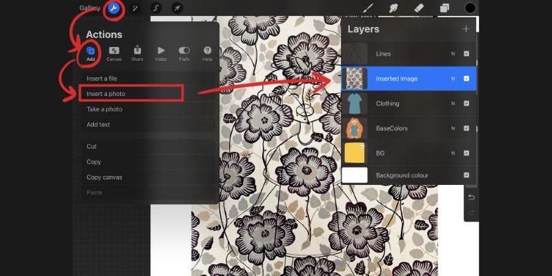 To Import An Image To Procreate Tap The Actions Menu Then Tap Add And Insert A Photo