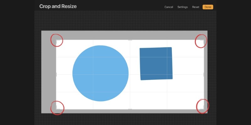 Drag Any Of The 4 Corners To Crop in procreate