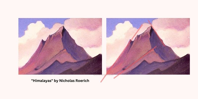 Diagonal Lines, example of _Himalyas_ by Nicholas Roerich