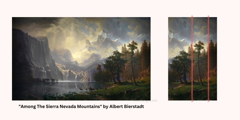 Vertical Lines, example of _Among The Sierra Nevada Mountains_ by Albert Bierstadt